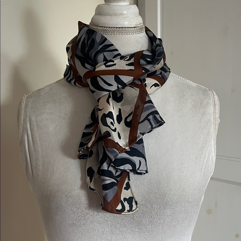 Vintage Elaine Gold for Collection XIIX 100% Silk Scarf - Animal Print Lattice